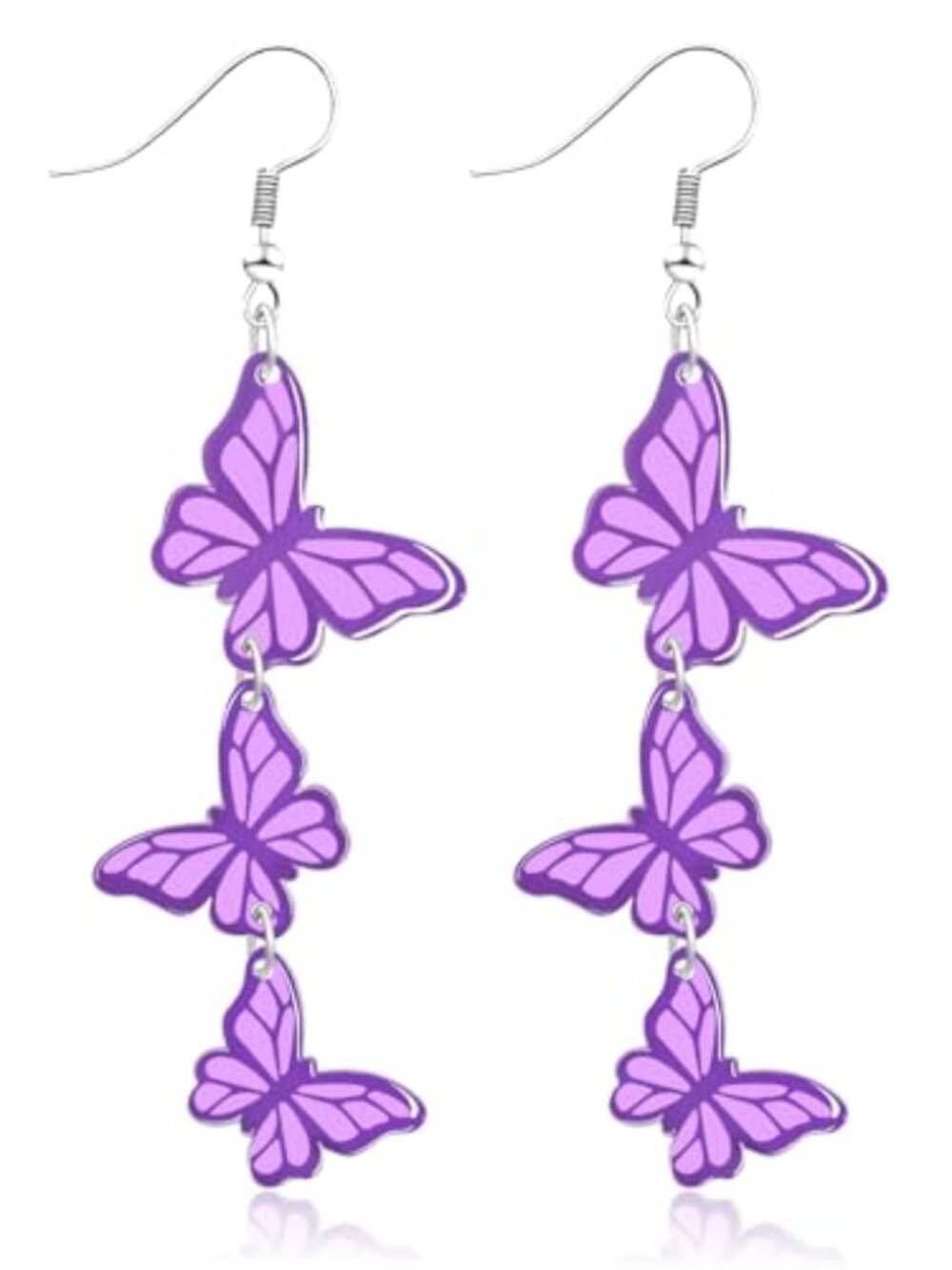 New - Purple Butterfly Dangle Earrings for Women Acrylic Butterfly Earrings Set‎